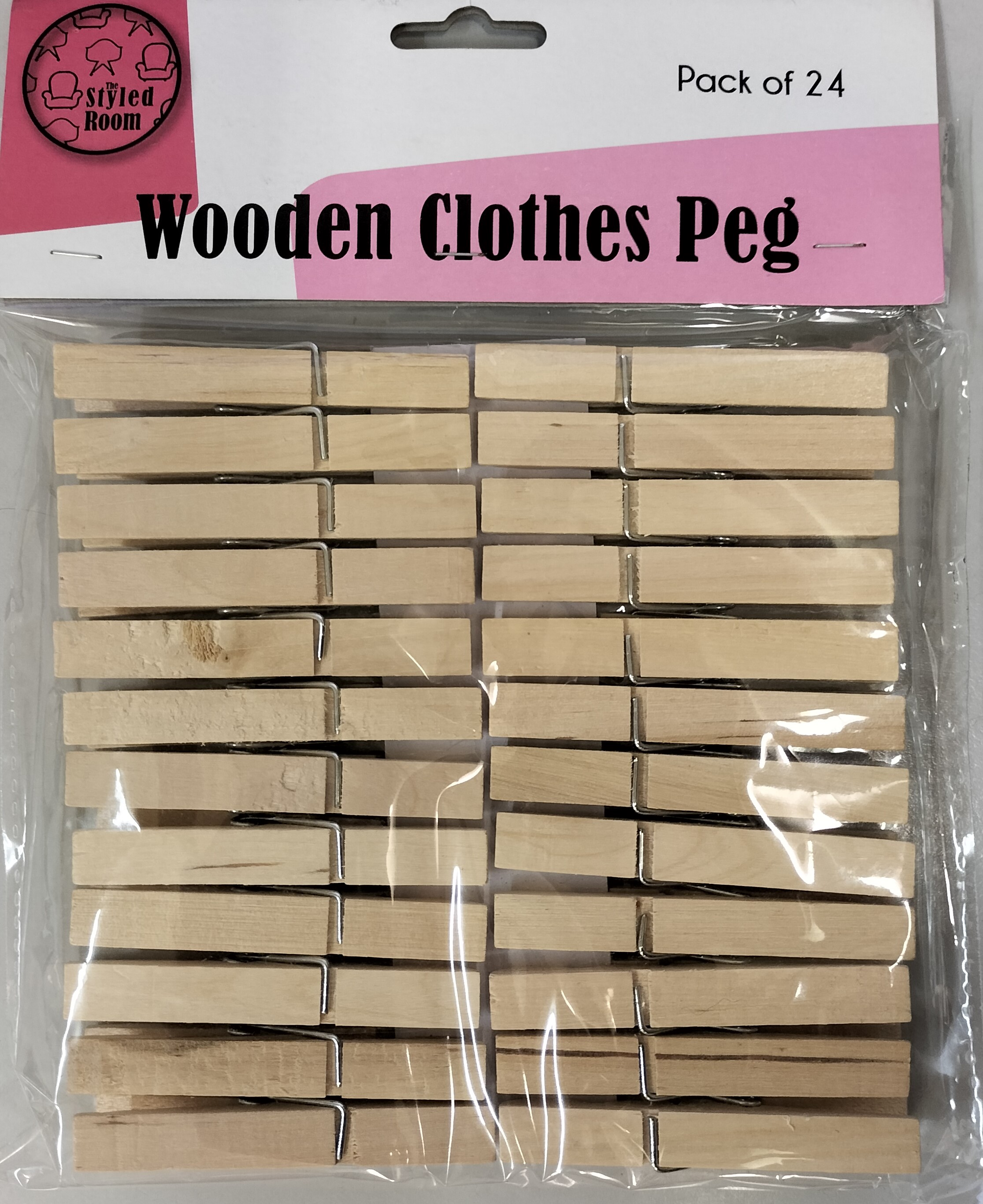 Wooden Clothes Pegs Pk 24 (With springs)